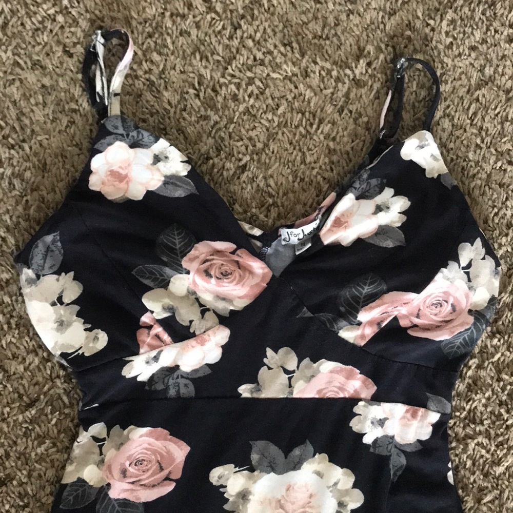 Black floral mini dress